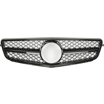 Mercedes C Class W204 2007-14 Grille - AMG Gloss Black Mesh Single Fin Grille